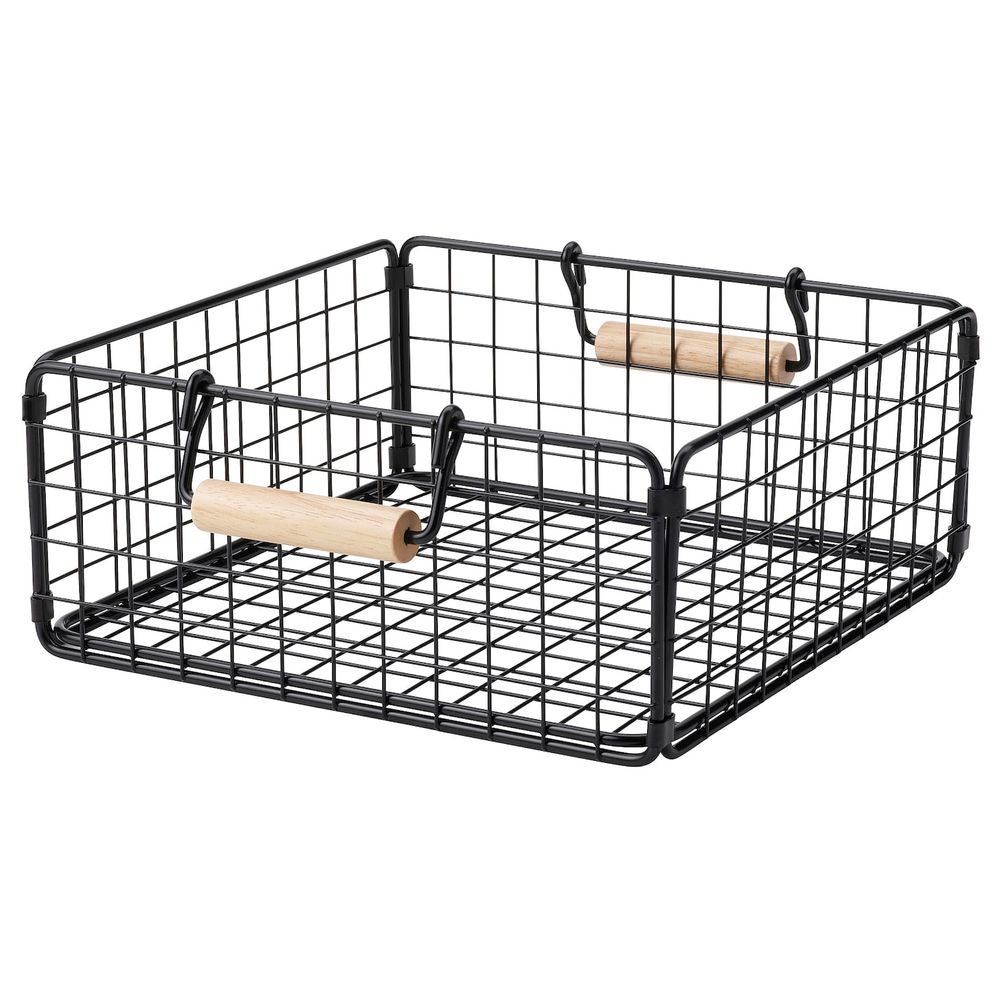 Проволочная корзина с ручками, черный 28x28x12 см IKEA NÄTADE НЭТАДЕ 805.039.31 - фото 1