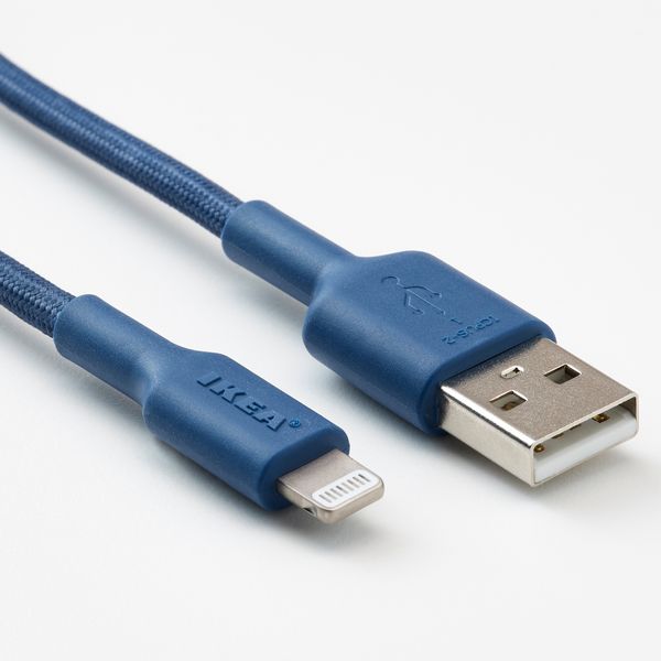 Кабель USB-A–lightning, синий, 1.5 м IKEA LILLÅNGEN ЛИЛЛОНГЕНHULT ЛИЛЛЬХУЛЬТ 105.284.97 - фото 3