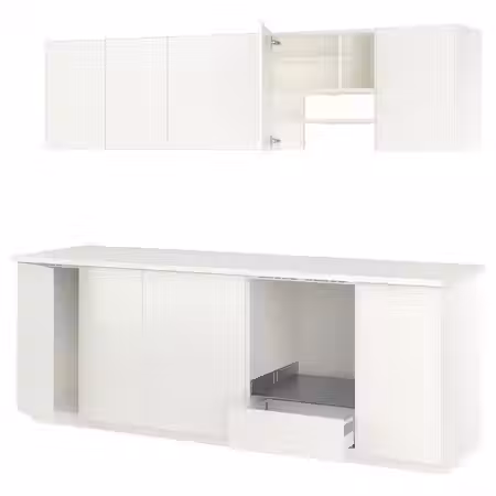 METOD Кухня - белый/Veddinge белый 246x60x207 см