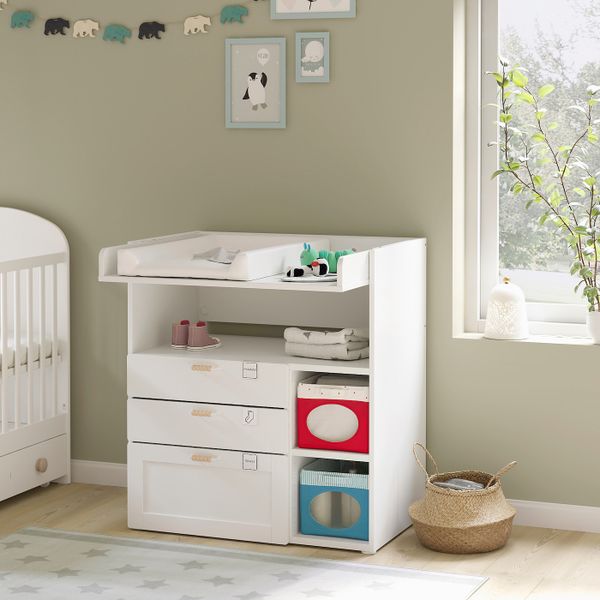 Пеленальный стол, белый с рамой/с 3 ящиками 90x79x100 см IKEA SMÅSTAD СМОСТАД 893.922.45 - фото 2