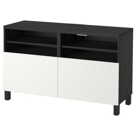 Тумба под ТВ, с дверцами, черно-коричневый/вассвик/стуббарп белый 120x42x74 см IKEA БЕСТО 192.665.99