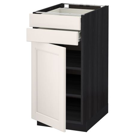 Напольный шкаф с дверцей, 2 ящиками МЕТОД / ФОРВАРА, черный, Лаксарби белый