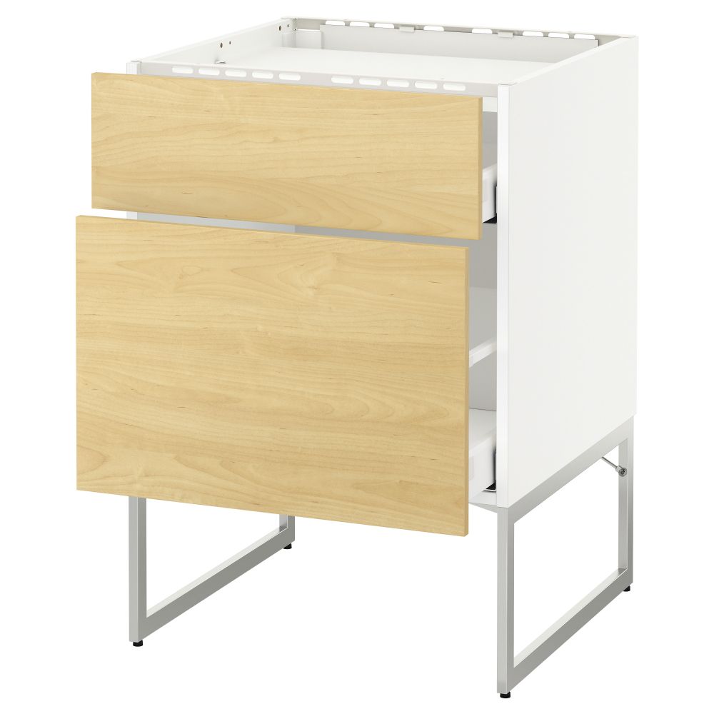 Напольный шкаф, 2 фронтальных панели, 3 ящика МЕТОД / МАКСИМЕРА, белый, Тингсрид береза - схема-чертеж с размерами