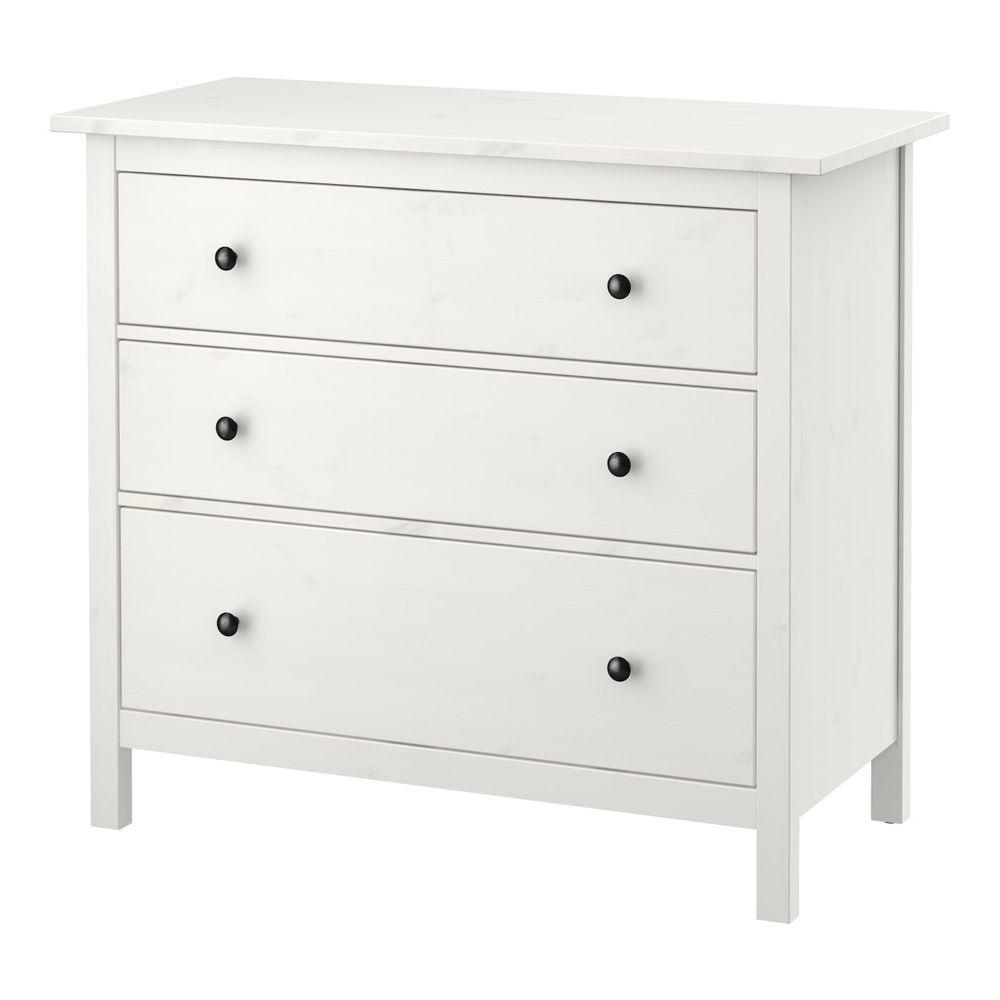 Комод с 3 ящиками, белая морилка 108x96 см IKEA HEMNES ХЕМНЭС 404.269.06 - фото 1