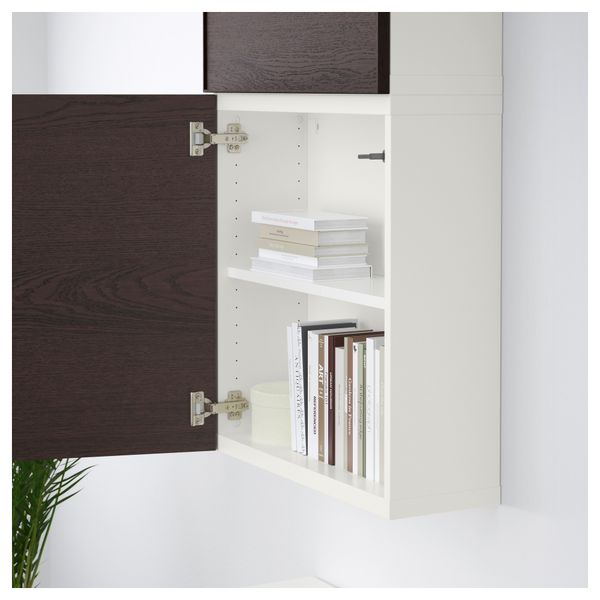 Навесной шкаф с 2 дверями БЕСТО, белый, Инвикен черно-коричневый (60x20x128 см) - схема-чертеж с размерами