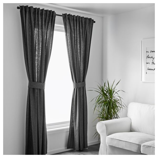 Гардины с прихватом, 1 пара ИНГЕРТ, темно-серый (145x300 см) - фото 2