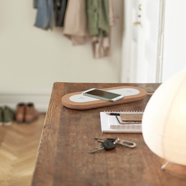 Тройн подставка для беспроводной зарядки, белый/пробка IKEA NORDMÄRKE 304.239.13 - фото 5