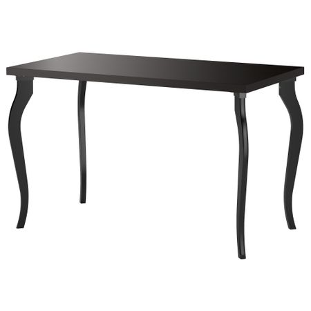 Стол ЛИННМОН / ЛАЛЛЕ, черно-коричневый, черный (120x60 см)