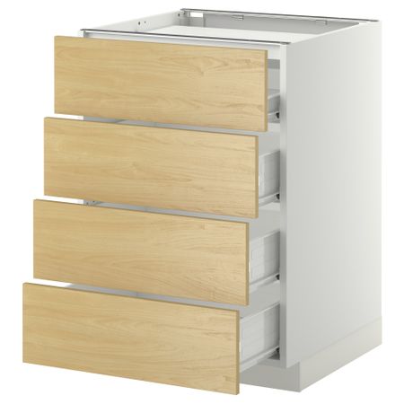 Напольный шкаф, 4 фронтальных панели, 4 ящика МЕТОД / ФОРВАРА, белый, Тингсрид береза