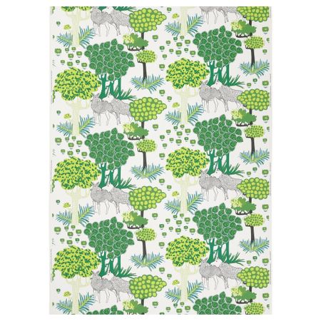 Отрез ткани, лесной орнамент, белый зеленый, 150x300 см IKEA ÄLGÖRT 906.081.50