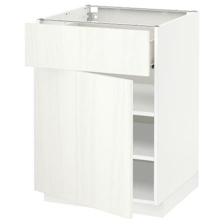 Напольный шкаф с ящиком, дверью МЕТОД / ФОРВАРА, белый, Росдаль белый