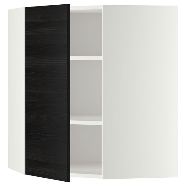 Угловой навесной шкаф с полками МЕТОД, белый, Тингсрид черный - схема-чертеж с размерами