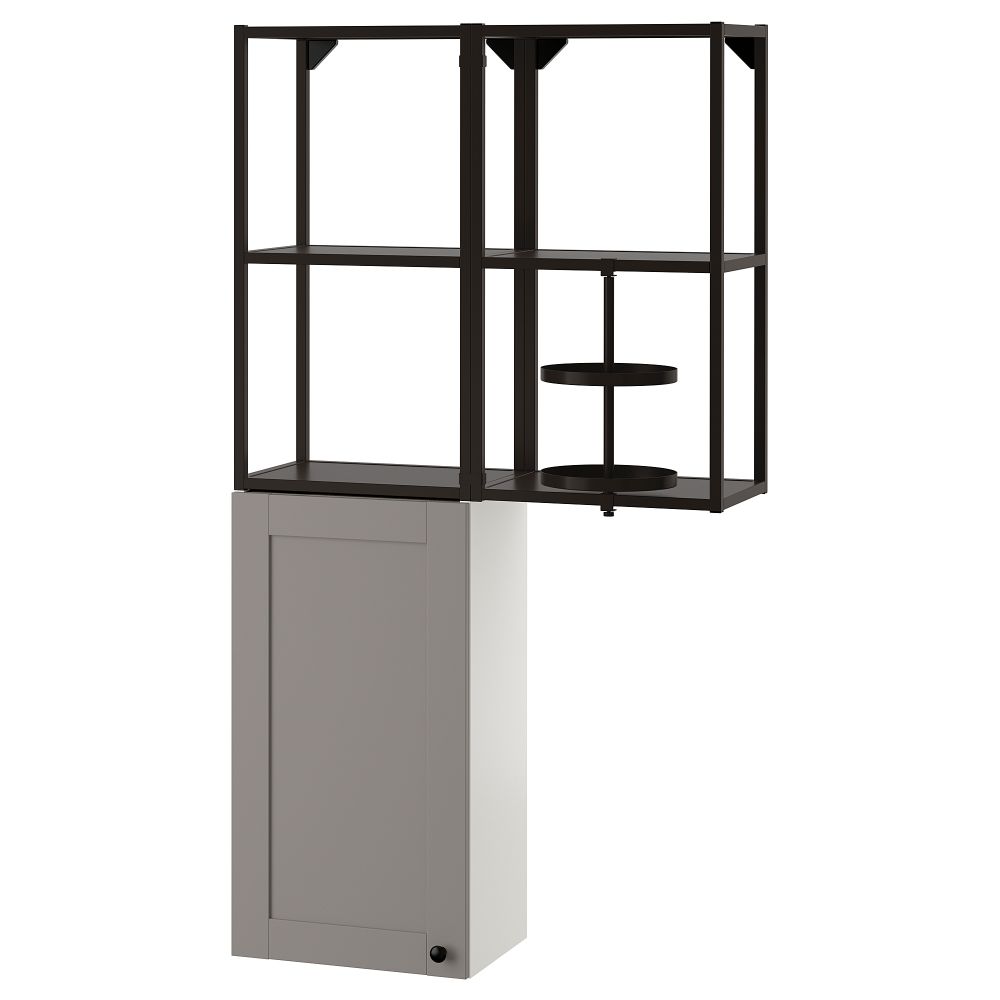 Комбинация для хранения, антрацит, серый каркас, 80x32x150 см IKEA BEGIVENHET БЕГИВЕНХЕТ 093.314.49 - фото 1