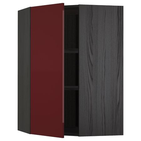 Угловой навесной шкаф с полками, черный Калларп/глянцевый темный красно-коричневый 68x100 см IKEA МЕТОД 293.278.56