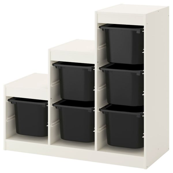 Комбинация для хранения, белый, черный 99x44x94 см IKEA ТРУФАСТ 592.221.36 - фото 1