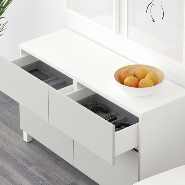 Комбинация для хранения с дверцами/ящ, белый/Лаппвикен светло-серый 120x40x74 см IKEA БЕСТО 392.492.31 - фото 4