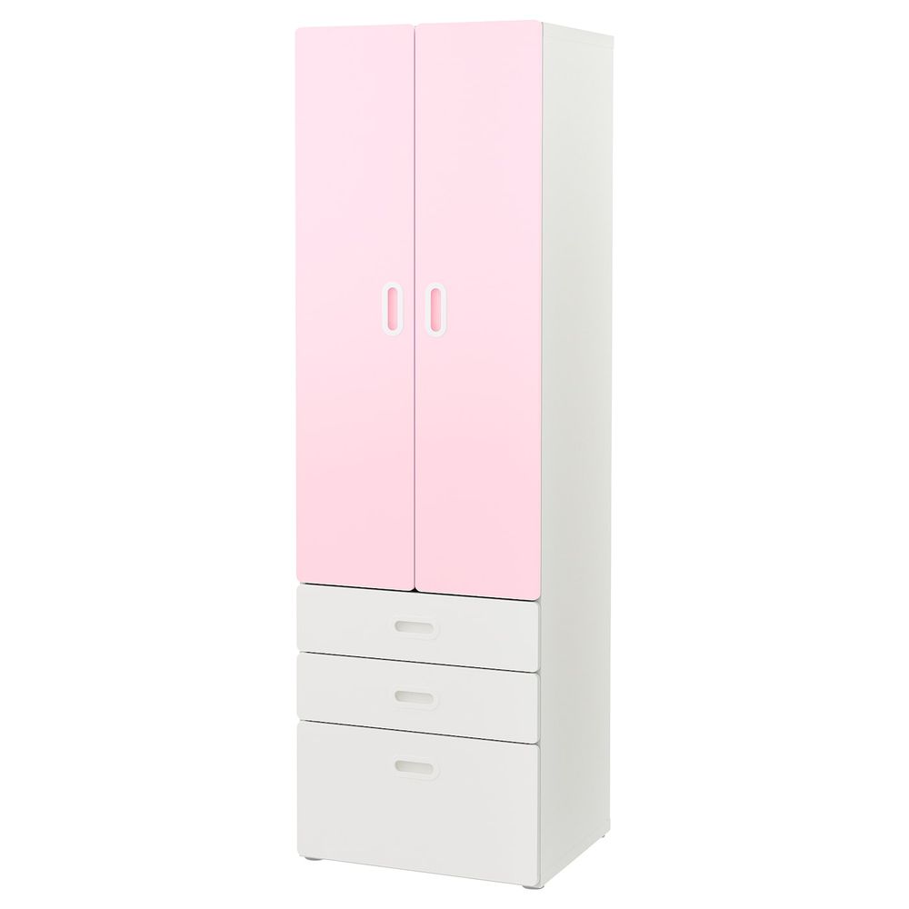 Шкаф платяной, белый/светло-розовый 60x50x192 см IKEA STUVA СТУВА / FRITIDS ФРИТИДС 492.660.22 - фото 1