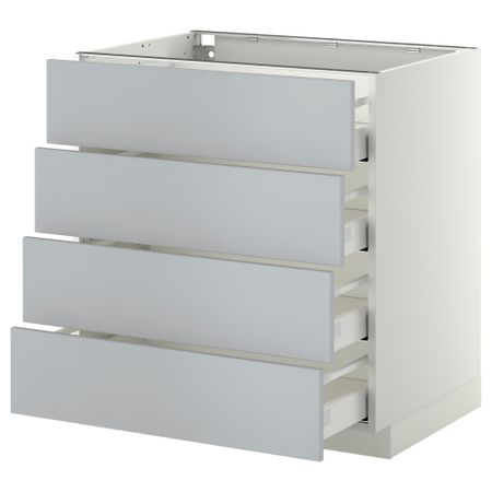 Напольный шкаф 4 фронтальных панели, 4 ящика МЕТОД / МАКСИМЕРА, белый, Веддинге серый