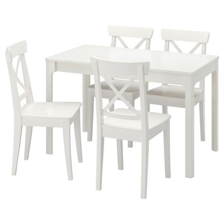 Стол и 4 стула, белый, белый, 80, 120 см IKEA INGOLF ИНГОЛЬФLF ИНГОЛЬФ, EKEDALEN ЛЕН ЭКЕДАЛЕН 694.829.68