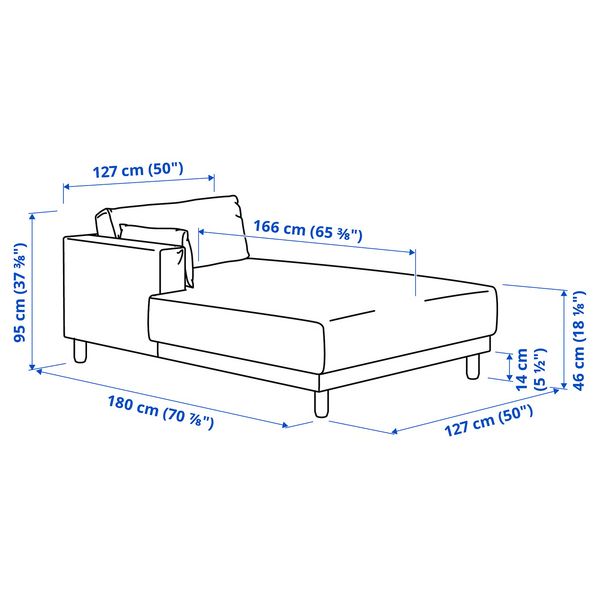 UPPÅKRA Модульная кушетка - схема-чертеж с размерами