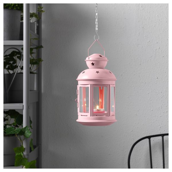 Фонарь для греющей свечи РОТЕРА, д/дома/улицы, светло-розовый (21 см) - фото 2