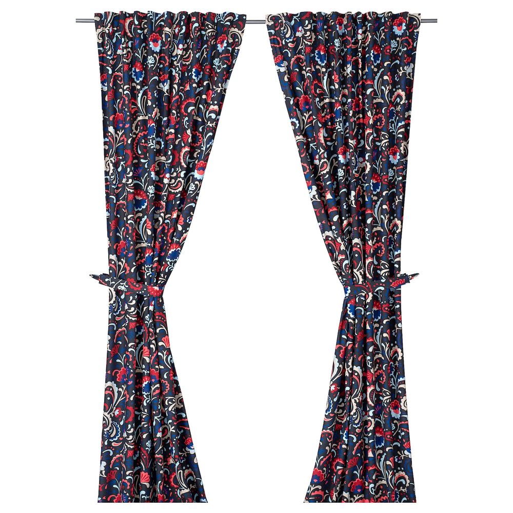 Гардины с прихватом, 1 пара, темно-серый 145x300 см IKEA АННЕМАРЬЯ 904.709.92 - фото 1