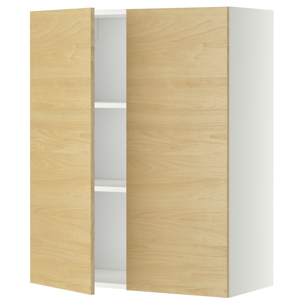 Навесной шкаф с полками, 2 дверцы МЕТОД, белый, Тингсрид береза - схема-чертеж с размерами