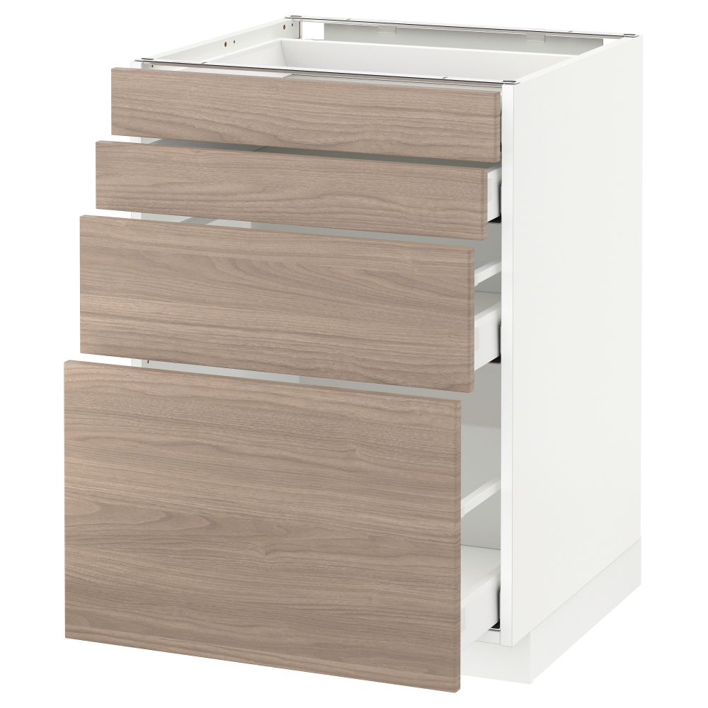 Напольный шкаф 4 фронтальных панели, 4 ящика МЕТОД / МАКСИМЕРА, белый, Брокхульт светло-серый - схема-чертеж с размерами