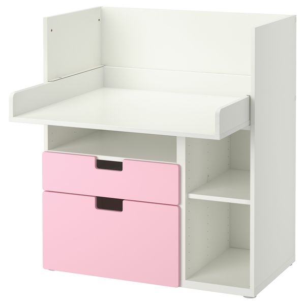 Стол с 2 ящиками СТУВА, белый, розовый (90x79x102 см) - фото 1