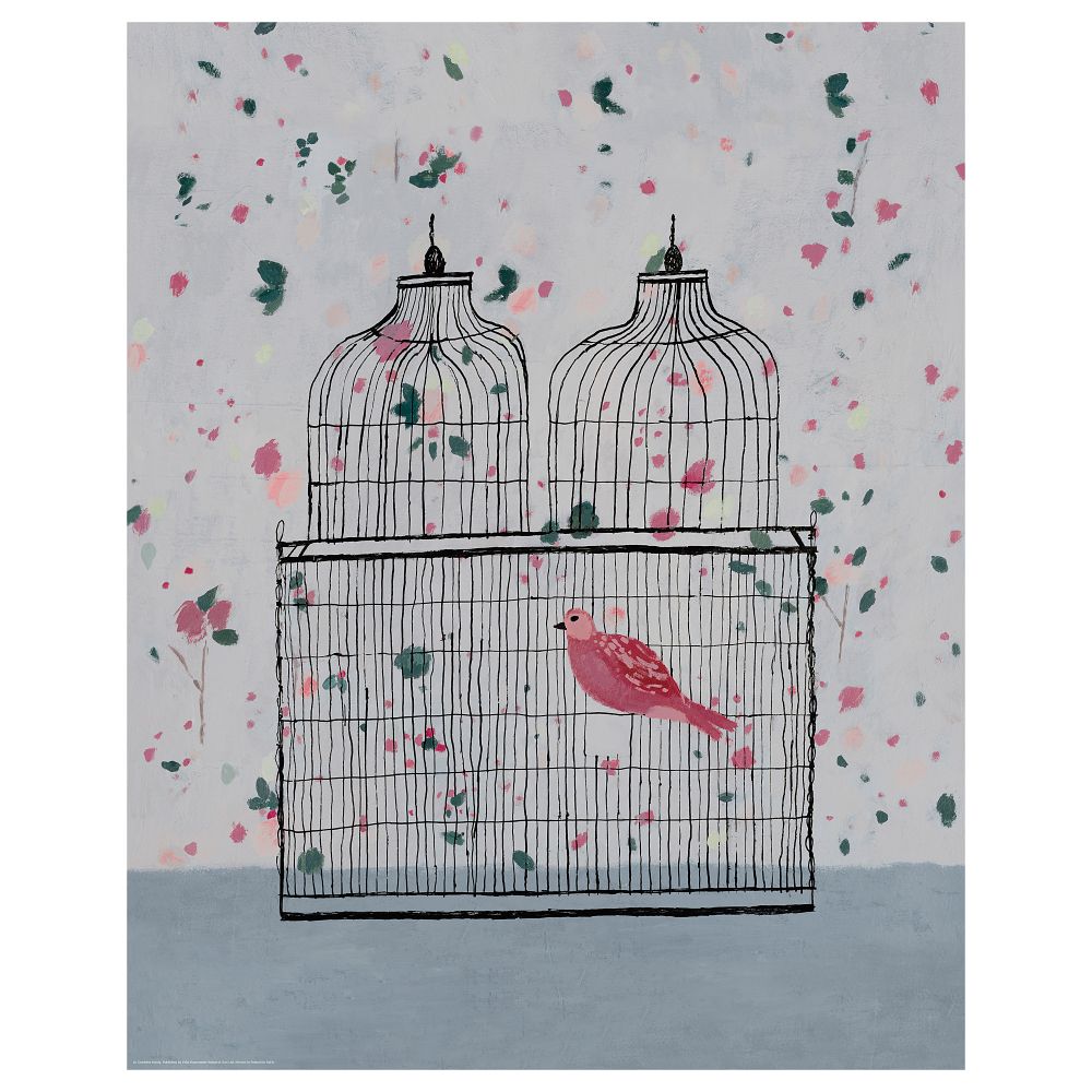 Постер, 40x50 см, Розовые бутоны на обоях IKEA DRÖMBILD ДРЁМБИЛЬД 004.360.21 - фото 1