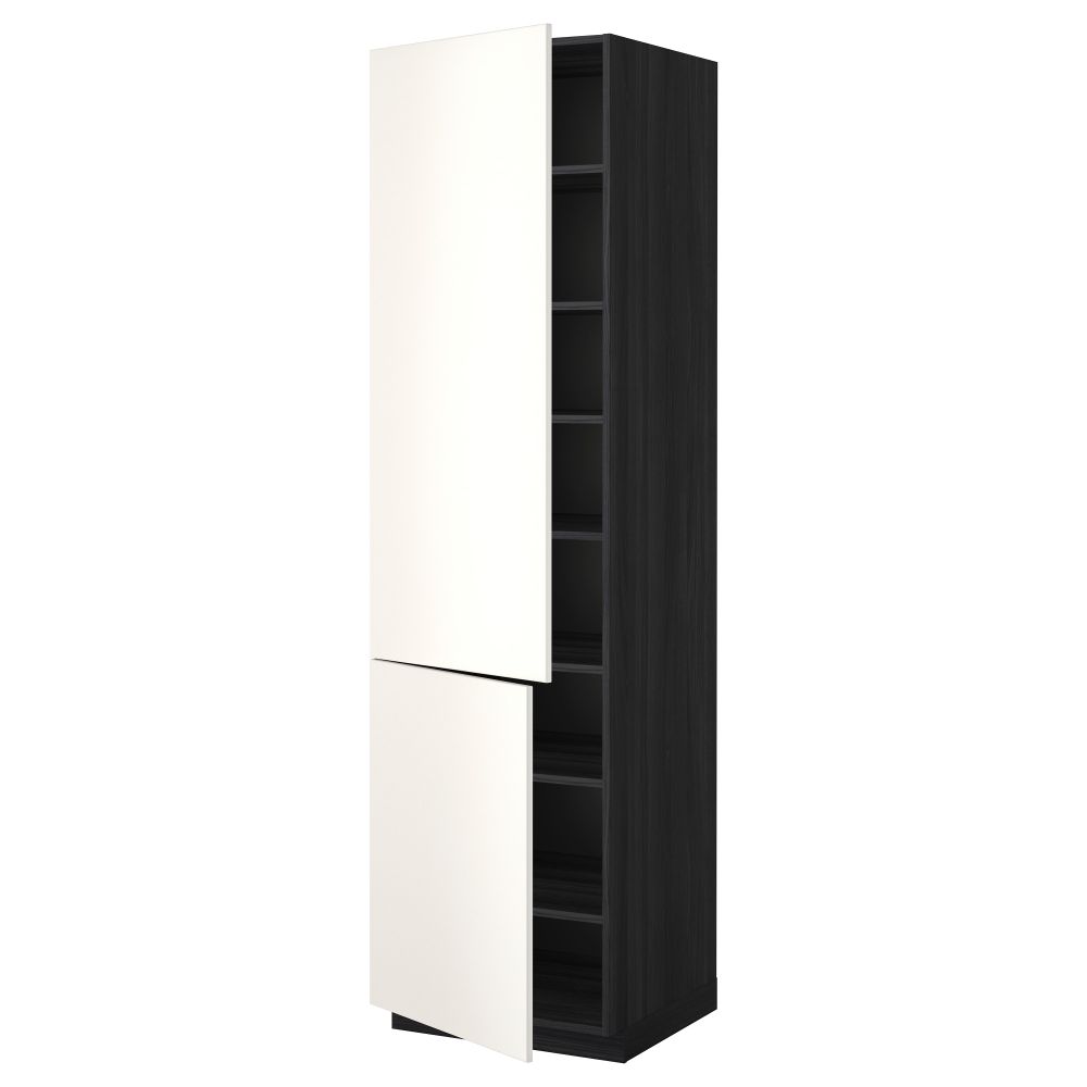 Высокий шкаф с полками, 2 дверцы МЕТОД, черный, Веддинге белый - схема-чертеж с размерами