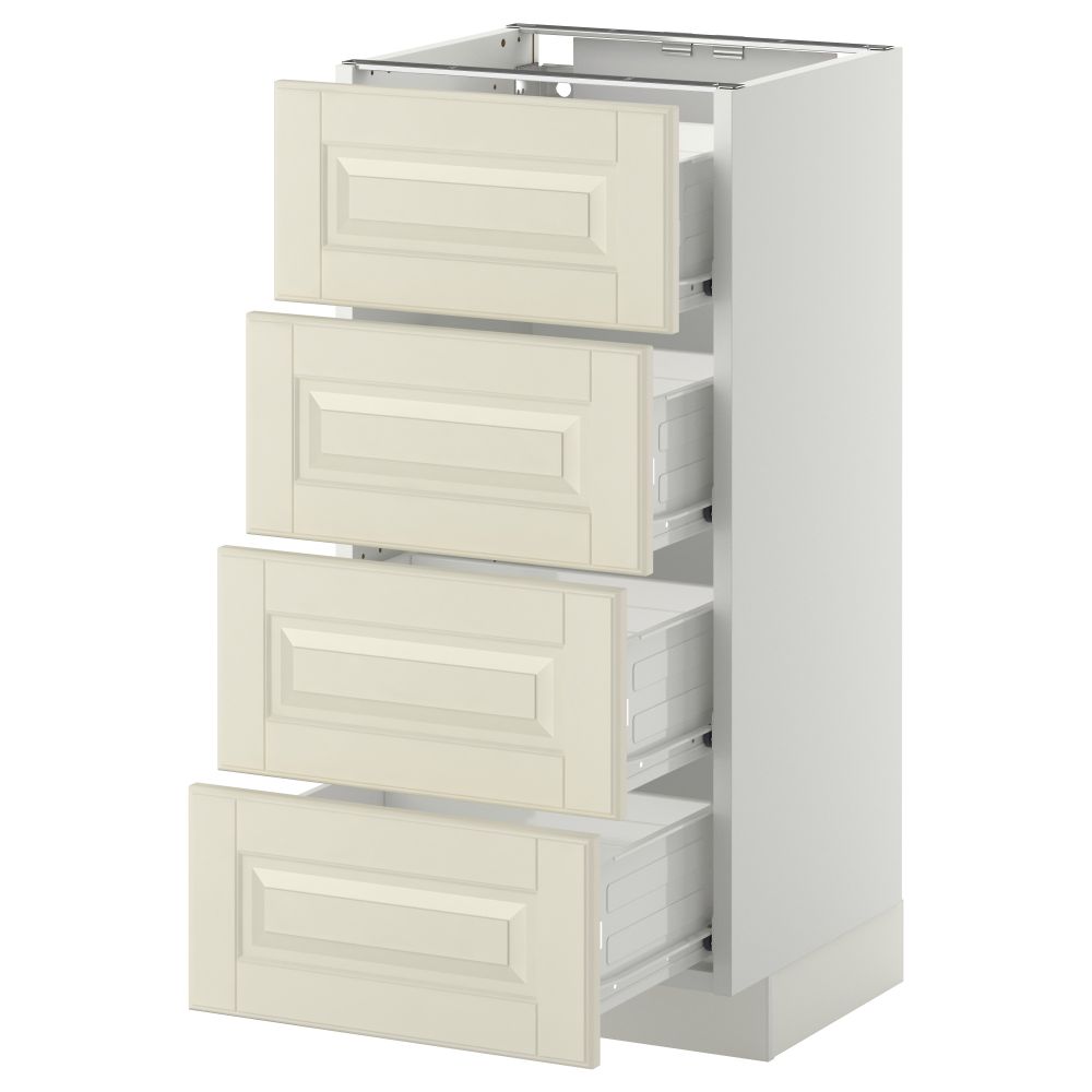 Напольный шкаф 4 фронтальных панели, 4 ящика МЕТОД / ФОРВАРА, белый, Будбин белый с оттенком - схема-чертеж с размерами