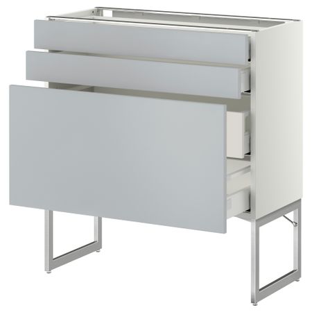 Напольный шкаф 3 фронтальных панели, 2 нижних, 2 средних ящика МЕТОД / МАКСИМЕРА, белый, Веддинге серый