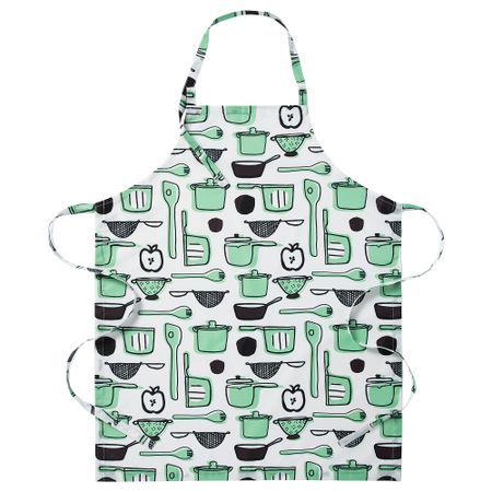 Фартук, белый, зеленый, с рисунком, 69x85 см IKEA RINNIG РИННИГ 404.764.54