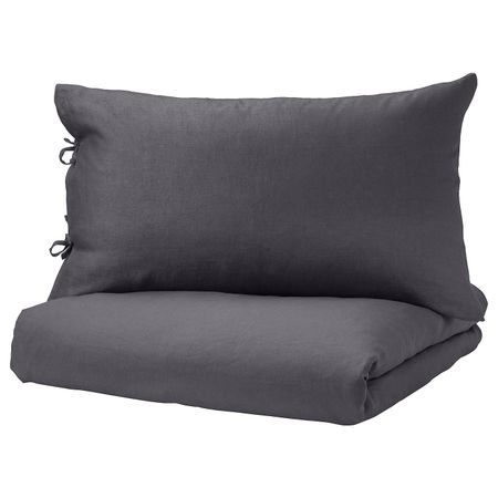 Пододеяльник и 1 наволочка, темно-серый 150x200/50x70 см IKEA ПУДЕРВИВА 403.530.47