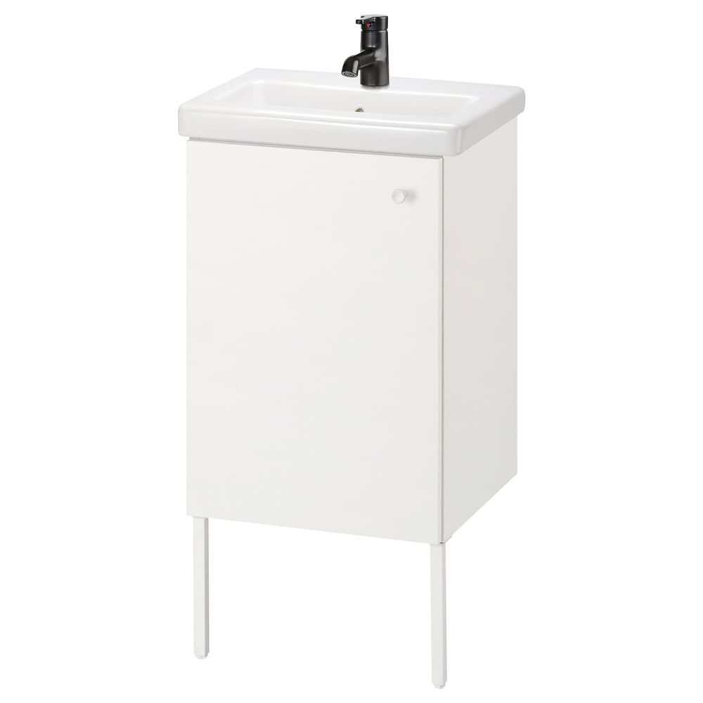 Шкаф под раковину с 1 дверцей, белый/Сальен смеситель 44x43x88 см IKEA FISKÅN ФИСКОН / TVÄLLEN ТВЭЛЛЕН 294.304.67 - фото 1