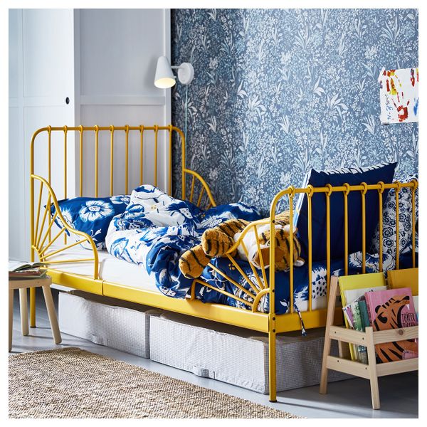 Раздвижная кровать с реечным дном, темно-желтый, 80x200 см IKEA МИННЕН 592.969.24 - фото 2