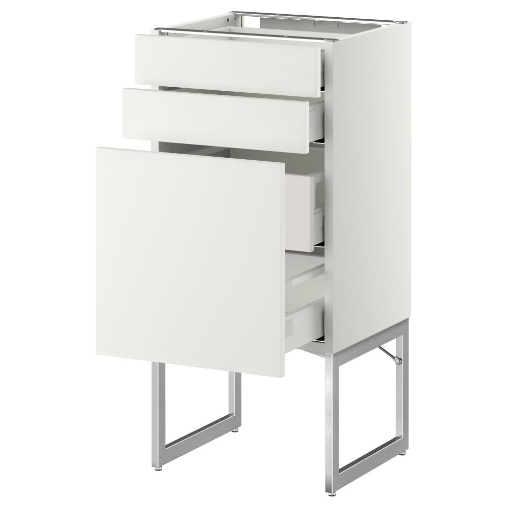 Напольный шкаф 3 фронтальных панели, 2 нижних, 2 средних ящика МЕТОД / МАКСИМЕРА, белый, Хэггеби белый - схема-чертеж с размерами