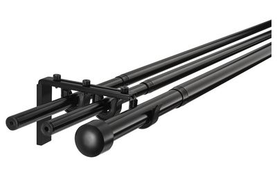 RÄCKA / HUGAD Тройной гардинный карниз,комбинация - чёрный 210-385 см