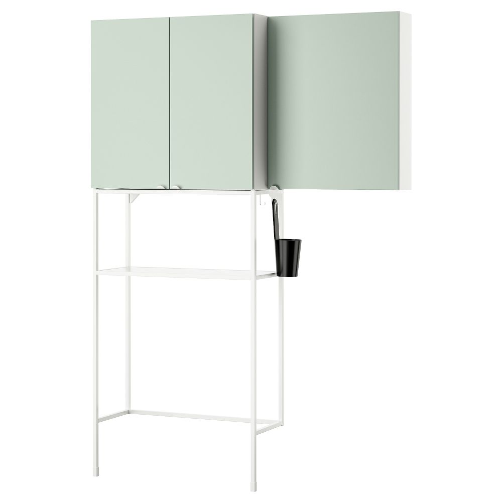 Комбинация для хранения, белый, бледный серо-зеленый, 140x32x204 см IKEA BEGIVENHET БЕГИВЕНХЕТ 094.973.26 - фото 1