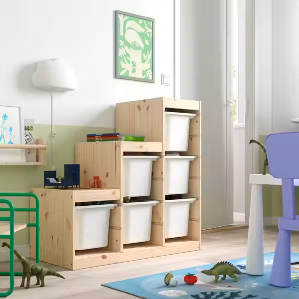 TROFAST Комбинация д/хранения+контейнеры - светлая беленая сосна/белый 94x44x91 см - фото 2