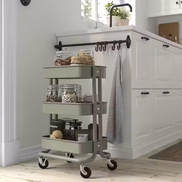 RÅSKOG Тележка - серо-зеленый 28x38x61 см - фото 2