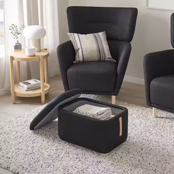 OSKARSHAMN Табурет для ног с ящ д/хрн - Gunnared черно-серый - фото 2