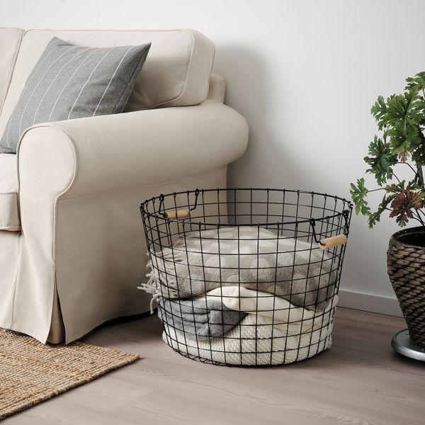 Проволочная корзина с ручками, черный 59x40 см IKEA NÄTADE НЭТАДЕ 505.039.37 - фото 3