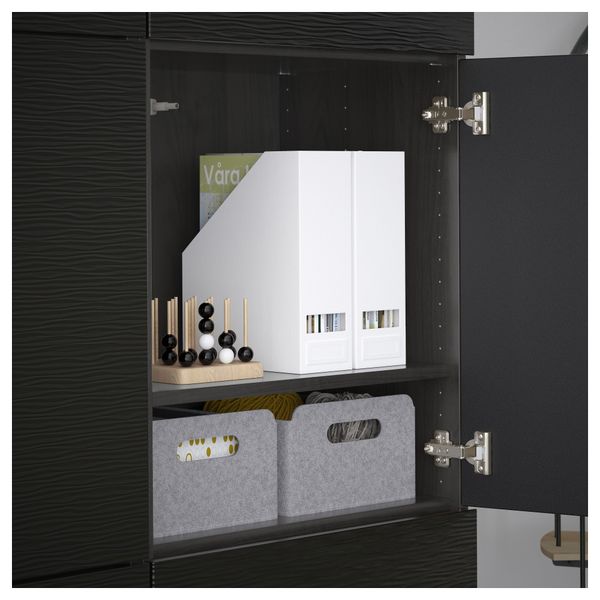 Комбинация для хранения с дверцами БЕСТО, черно-коричневый, Лаксвикен черный (120x40x192 см) - фото 3