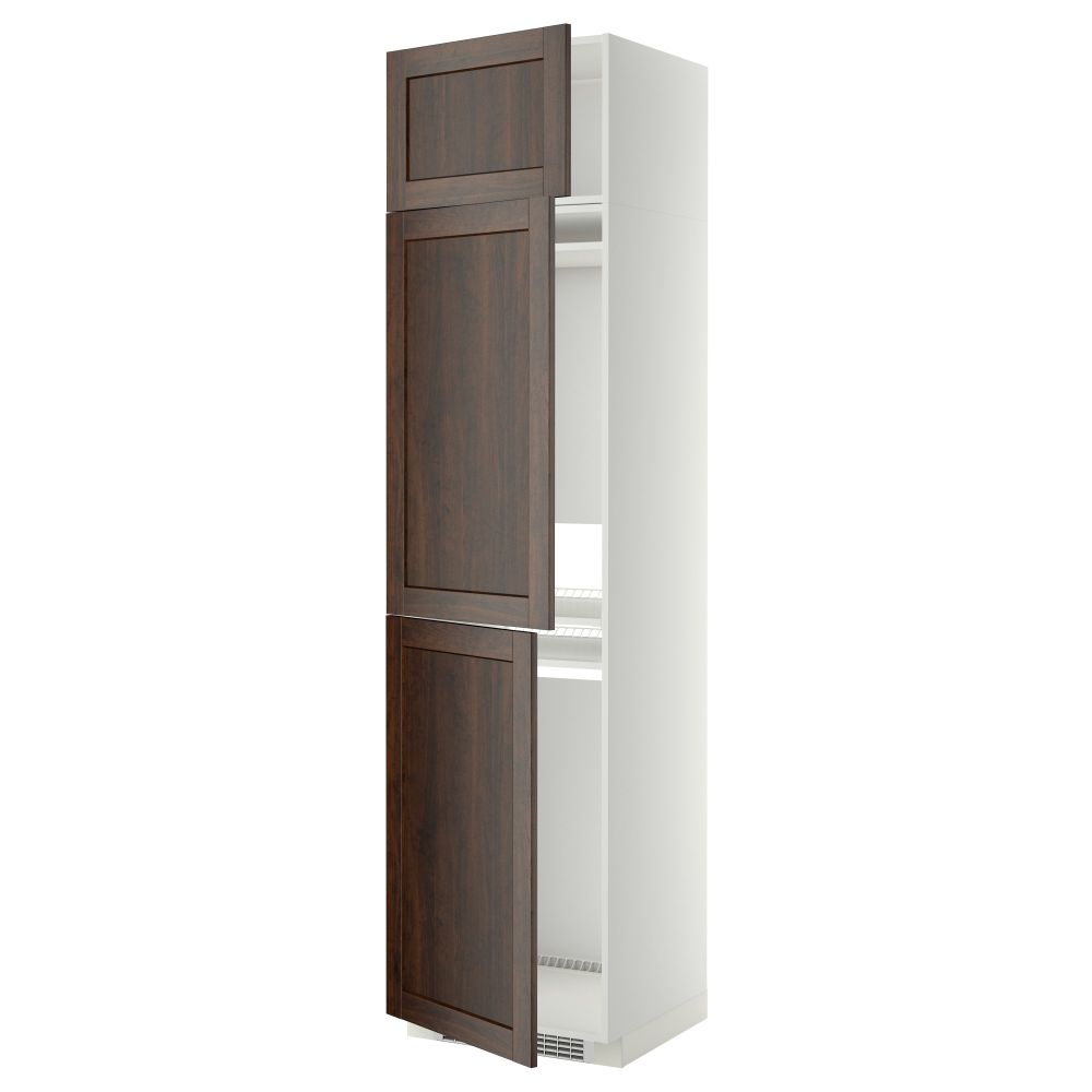Высокий шкаф для холодильника или морозильника, с 3 дверями МЕТОД, белый, Эдсерум коричневый (60x60x240 см) - схема-чертеж с размерами