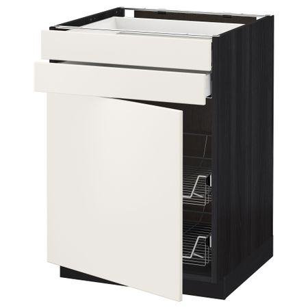 Напольный шкаф, дверца, 2 ящика, проволочных корзин МЕТОД / МАКСИМЕРА, черный, Веддинге белый