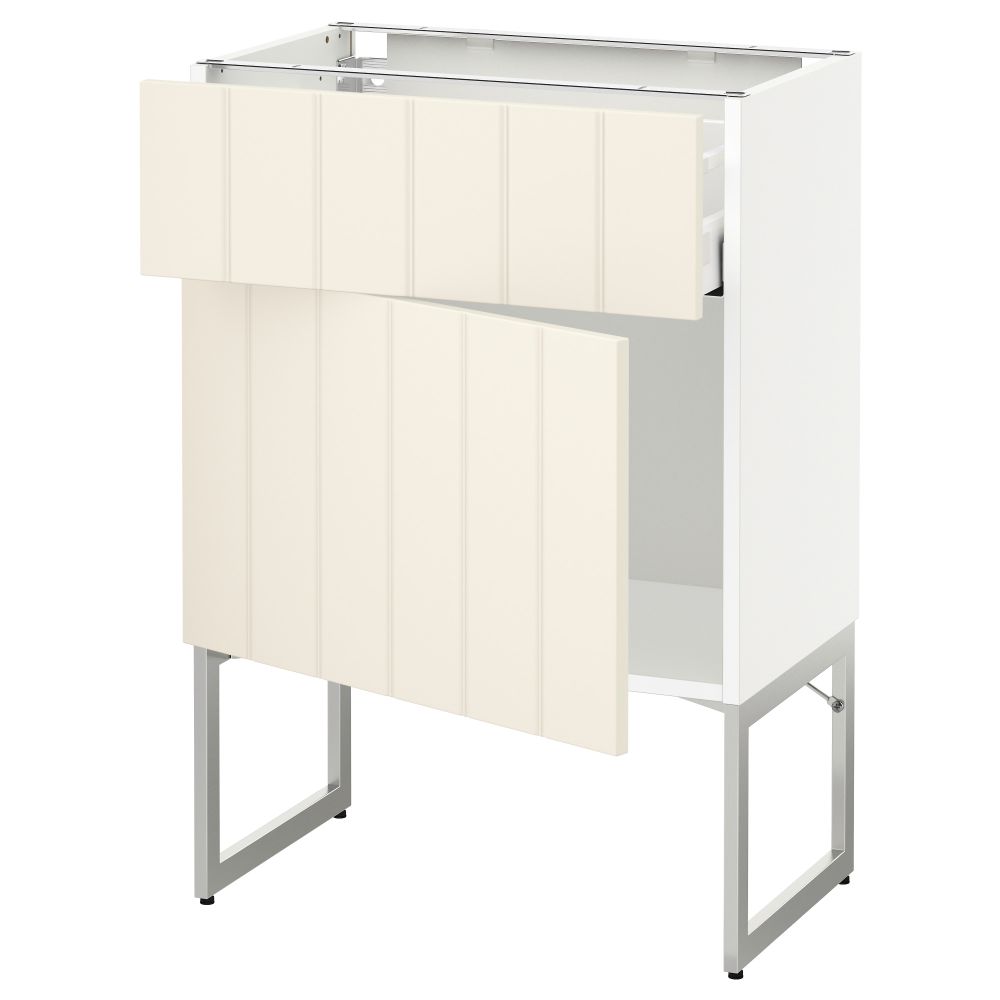 Напольный шкаф с ящиком, дверью МЕТОД / МАКСИМЕРА, белый, Хитарп белый с оттенком - схема-чертеж с размерами