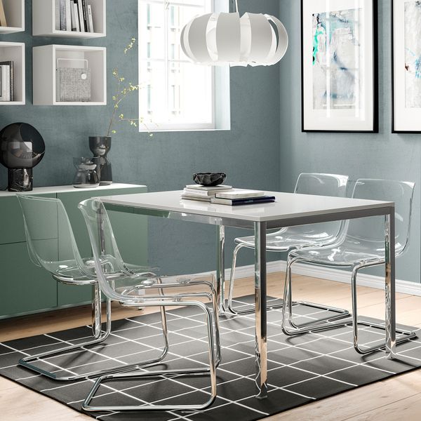 Стол, хромированный, глянцевый белый, 135x85 см IKEA TORSBY ТОРСБИ 399.318.45 - фото 8