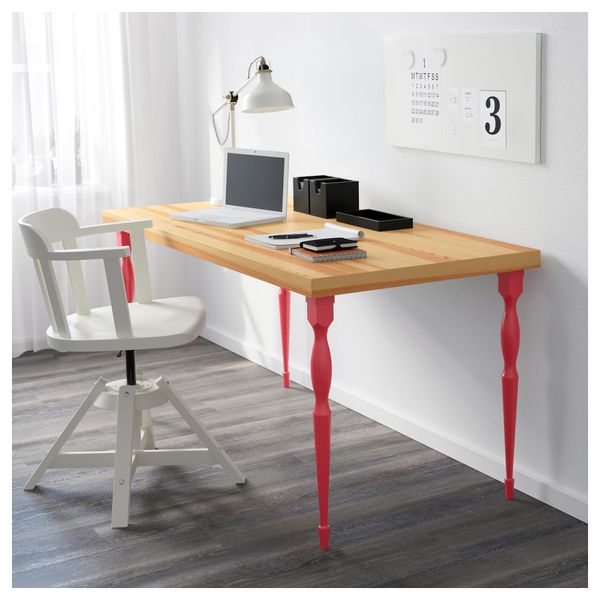 Стол ТОРНЛИДЕН / НИПЕН, сосновый шпон, красный (150x75 см) - схема-чертеж с размерами